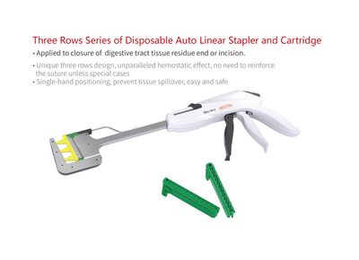 Three Rows Series of Disposable Auto Linear Stapler and Cartridge